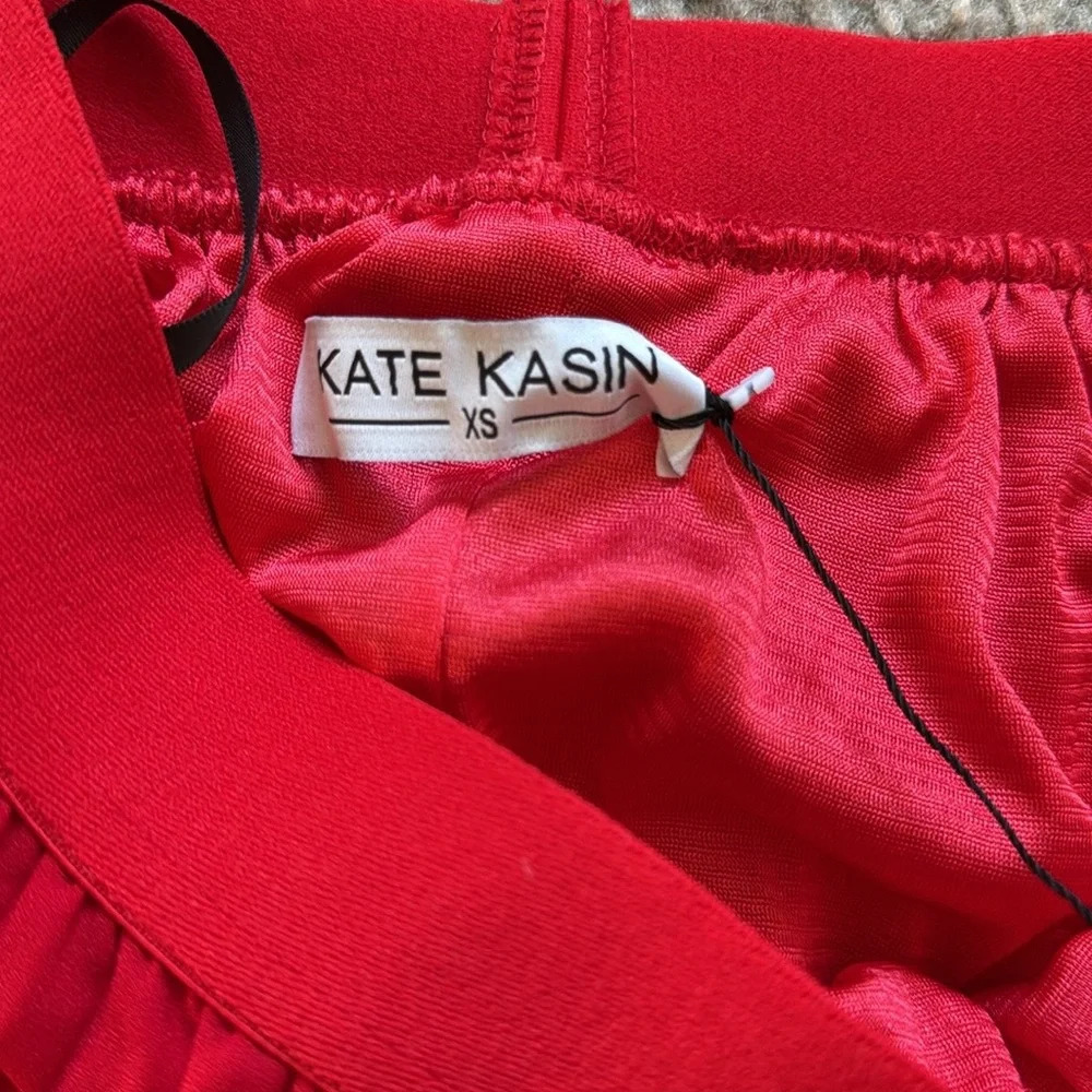 Kate Kasin High Waist Pleated A-line Swing cocktail party Midi Skirt XS - Picture 6 of 9